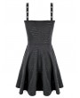 Dark in Love Black Tech Punk Gothic Distressed Texture Mini Dress