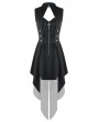 Dark in Love Black Gothic Tactical Punk Tail Halter Vest Dress