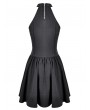 Dark in Love Black Gothic Punk Halter Silver Chain Lacing Mini Dress