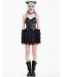 Dark in Love Black Gothic Punk Bat Corset Mesh Mini Dress