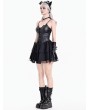 Dark in Love Black Gothic Punk Bat Corset Mesh Mini Dress