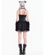 Dark in Love Black Gothic Punk Bat Corset Mesh Mini Dress