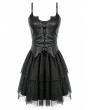 Dark in Love Black Gothic Punk Bat Corset Mesh Mini Dress