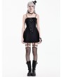Dark in Love Black Gothic Punk Buckle Ribbon Lacing Mini Dress