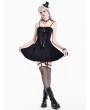Dark in Love Black Gothic Punk Buckle Ribbon Lacing Mini Dress