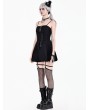 Dark in Love Black Gothic Punk Buckle Ribbon Lacing Mini Dress
