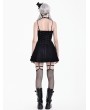 Dark in Love Black Gothic Punk Buckle Ribbon Lacing Mini Dress