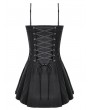 Dark in Love Black Gothic Punk Buckle Ribbon Lacing Mini Dress