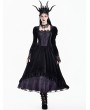 Dark in Love Black and Purple Victorian Gothic Baroque Lace Velvet Dress