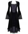 Dark in Love Black and Purple Victorian Gothic Baroque Lace Velvet Dress