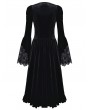 Dark in Love Black and Purple Victorian Gothic Baroque Lace Velvet Dress