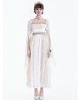 Dark in Love White and Gold Rose Lace Regency Gothic Chiffon Maxi Dress