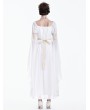 Dark in Love White and Gold Rose Lace Regency Gothic Chiffon Maxi Dress