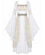 Dark in Love White and Gold Rose Lace Regency Gothic Chiffon Maxi Dress