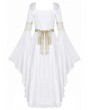 Dark in Love White and Gold Rose Lace Regency Gothic Chiffon Maxi Dress