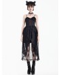 Dark in Love Black Gothic Coffin Cross High-Low Ruffled Lace Camisole Dress