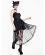 Dark in Love Black Gothic Coffin Cross High-Low Ruffled Lace Camisole Dress