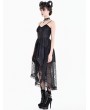 Dark in Love Black Gothic Coffin Cross High-Low Ruffled Lace Camisole Dress