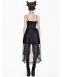 Dark in Love Black Gothic Coffin Cross High-Low Ruffled Lace Camisole Dress