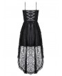 Dark in Love Black Gothic Coffin Cross High-Low Ruffled Lace Camisole Dress