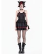 Dark in Love Black and Red Gothic Devil Horn Tiered Lolita Corset Dress