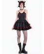 Dark in Love Black and Red Gothic Devil Horn Tiered Lolita Corset Dress