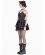 Dark in Love Black and Red Gothic Devil Horn Tiered Lolita Corset Dress