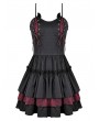 Dark in Love Black and Red Gothic Devil Horn Tiered Lolita Corset Dress