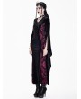 Dark in Love Black and Red Baroque Velvet Gothic Maxi Fishtail Dress
