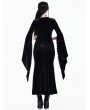 Dark in Love Black and Red Baroque Velvet Gothic Maxi Fishtail Dress