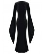 Dark in Love Black and Red Baroque Velvet Gothic Maxi Fishtail Dress