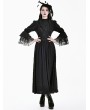 Dark in Love Black Gothic Victorian Embroidery Lace Bell Sleeves Maxi Dress