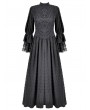 Dark in Love Black Gothic Victorian Embroidery Lace Bell Sleeves Maxi Dress