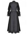 Dark in Love Black Gothic Victorian Embroidery Lace Bell Sleeves Maxi Dress