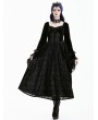 Dark in Love Black Victorian Gothic Burnout Lace Velvet Dress