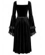 Dark in Love Black Victorian Gothic Burnout Lace Velvet Dress