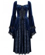 Dark in Love Royal Blue Victorian Gothic Burnout Lace Velvet Dress