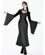 Dark in Love Black Gothic Faux Two-Piece Jacquard Velvet Fishtail Maxi Dress