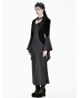 Dark in Love Black Gothic Faux Two-Piece Jacquard Velvet Fishtail Maxi Dress