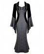 Dark in Love Black Gothic Faux Two-Piece Jacquard Velvet Fishtail Maxi Dress