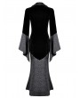 Dark in Love Black Gothic Faux Two-Piece Jacquard Velvet Fishtail Maxi Dress