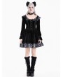 Dark in Love Black Gothic Sweet Cool Silver Leopard Print Spliced Velvet Dress