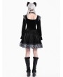 Dark in Love Black Gothic Sweet Cool Silver Leopard Print Spliced Velvet Dress