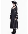 Dark in Love Black Victorian Gothic Rose Jacquard Mesh Lace Maxi Dress