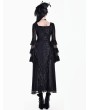 Dark in Love Black Victorian Gothic Rose Jacquard Mesh Lace Maxi Dress