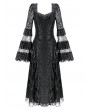 Dark in Love Black Victorian Gothic Rose Jacquard Mesh Lace Maxi Dress