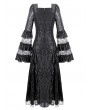 Dark in Love Black Victorian Gothic Rose Jacquard Mesh Lace Maxi Dress