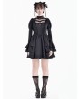 Dark in Love Black Gothic Illusion Mesh Skeletal Lace Ruffle Mini Dress