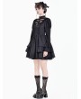 Dark in Love Black Gothic Illusion Mesh Skeletal Lace Ruffle Mini Dress