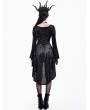 Dark in Love Black Retro Gothic Spiderweb Lace Velvet High-Low Dress